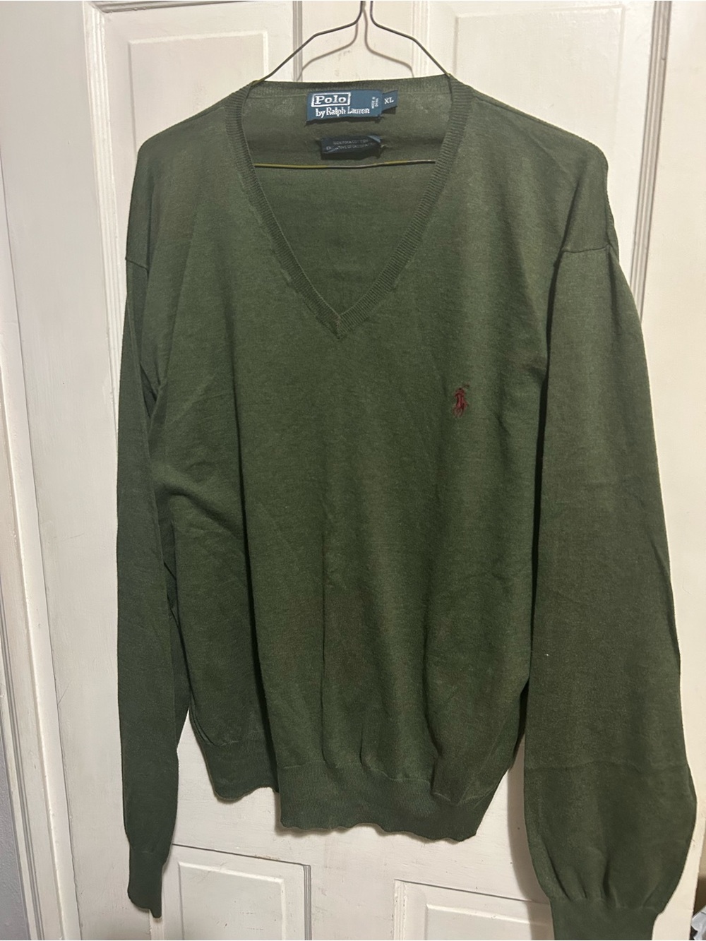 Polo by Ralph Lauren Size Large Olive Green V-Neck Sweater